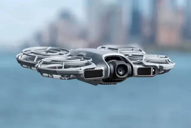 DJI Neo 2 drone flying with propeller guards and 4K camera