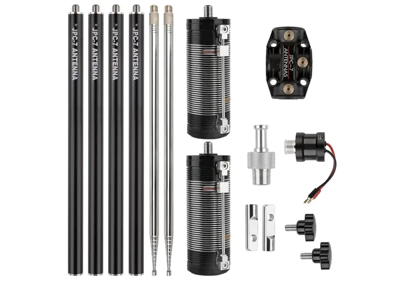 JPC-7 portable dipole antenna kit with poles, telescoping whips, loading coils and mount
